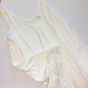White Lace Hem Tunic Tank Top
